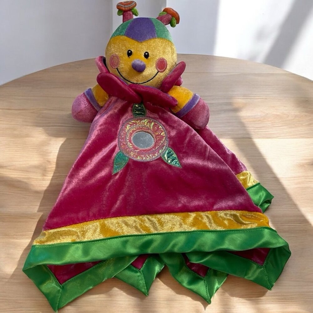 Baby Gund Blush Bug Pink Green Security Blanket Plush Activity Toy Buggy Brights